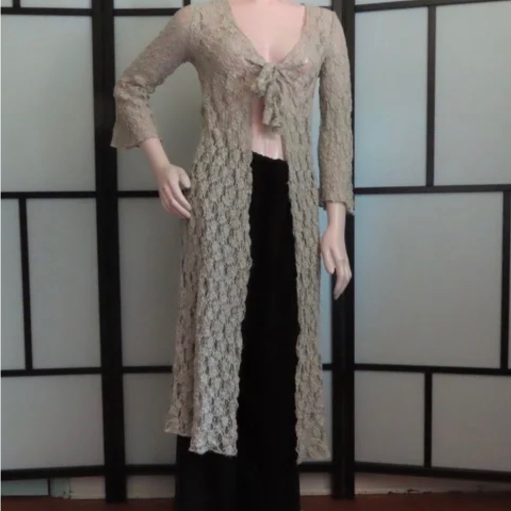 CAbi long lace duster